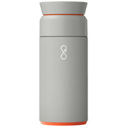 Graue Ocean Bottle 350 ml Isolierflasche, individuell mit Logo bedruckt, von Signalshop.de; nachhaltig, recycelt.