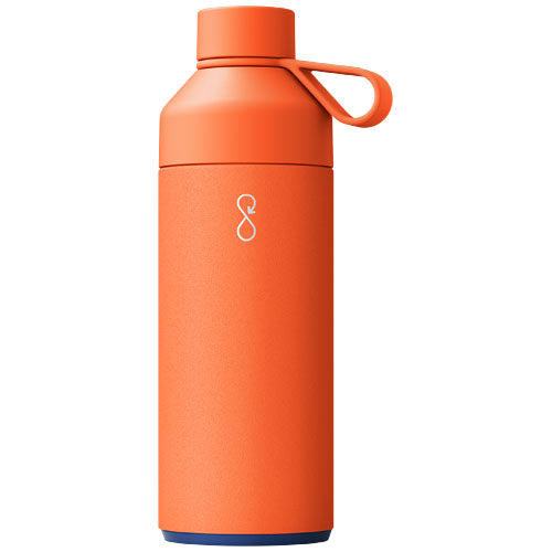 Orange Ocean Bottle 1 L aus recyceltem Material, vakuumisoliert, individuell bedruckbar, Signalshop.de Werbeartikel.
