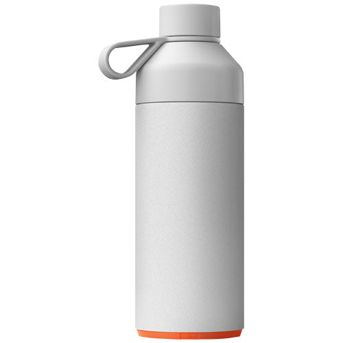 Signalshop.de Big Ocean Bottle 1 L, vakuumisolierte Trinkflasche, grau-orange, individuell bedruckbar, nachhaltig.