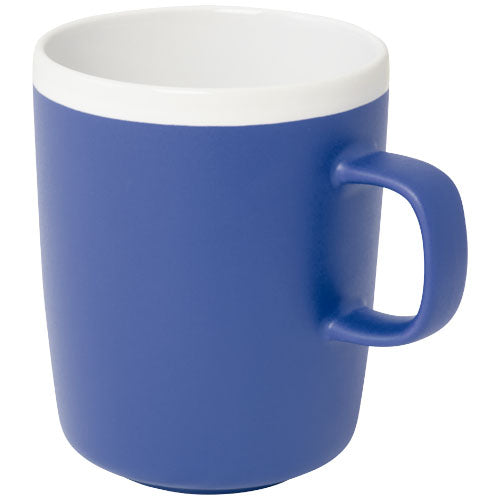 Blaue Lilio Keramiktasse 310 ml, individuell bedruckbar, ideal als Werbeartikel bei Signalshop.de für Kaffee oder Tee.