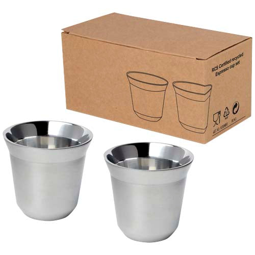 Duo 80 ml Edelstahl Espressotassen Set, RCS-zertifiziert, individuell bedruckbar, Signalshop.de Werbeartikel.