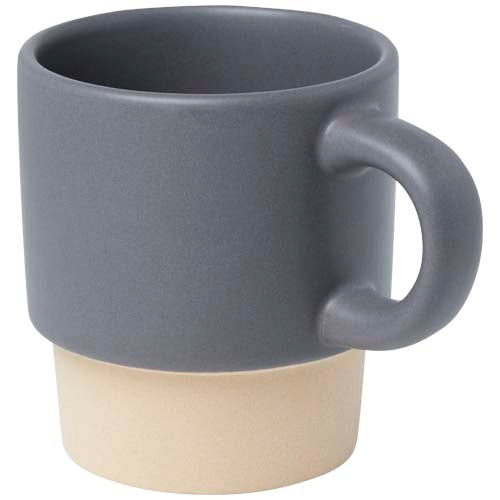 Stapelbarer Espresso Becher, grau mit Tonboden, individuell gestaltbar, Signalshop.de Werbeartikel, Giveaway.