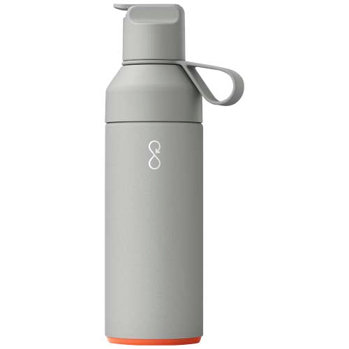 Graue Ocean Bottle GO 500 ml aus Edelstahl mit Logo, individuell bedruckbar, bei Signalshop.de, Werbeartikel, Werbegeschenke.