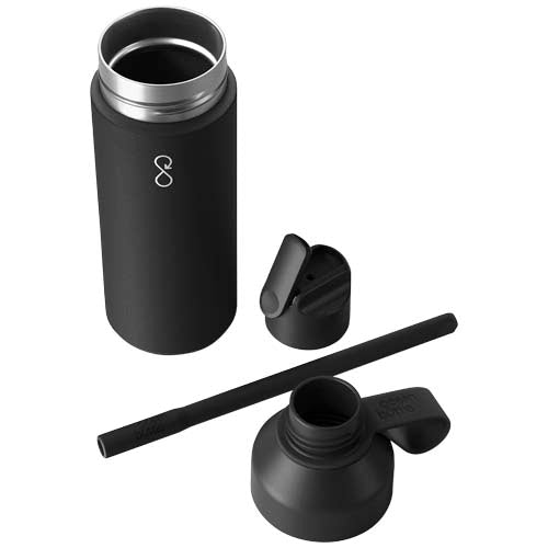 Schwarze Ocean Bottle GO 500 ml, vakuumisoliert, mit Logo bedruckbar. Signalshop.de Werbeartikel, nachhaltig.