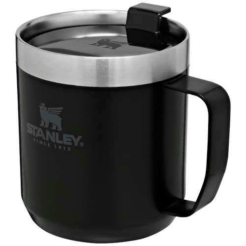 Stanley 350 ml Classic Thermobecher in Schwarz, Edelstahlrand, individuell mit Logo bedruckbar, Signalshop.de Werbeartikel.