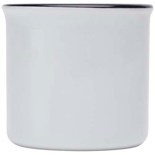 Weiße Bari Keramiktasse 240 ml, individuell mit Logo gestaltbar, ideal für Kaffee oder Tee. Signalshop.de Werbeartikel.