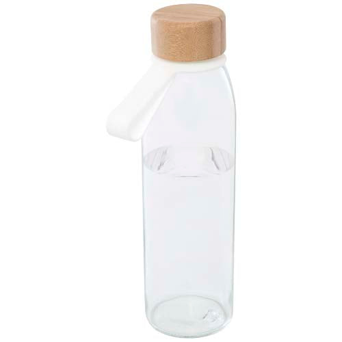 Porto 500 ml Glas-Trinkflasche mit Bambusdeckel, Silikongriff, individuell bedruckbar, Signalshop.de Werbeartikel