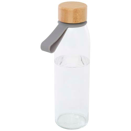 Porto 500 ml Glas-Trinkflasche mit Bambusdeckel, Silikongriff, von Signalshop.de, Werbeartikel, individuell gestaltbar.