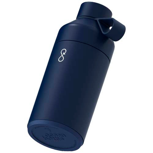Blaue Ocean Bottle 750 ml aus recyceltem Material, vakuumisolierte Trinkflasche von Signalshop.de, individuell bedruckbar. Werbeartikel, Werbegeschenke, Werbemittel, Giveaway.