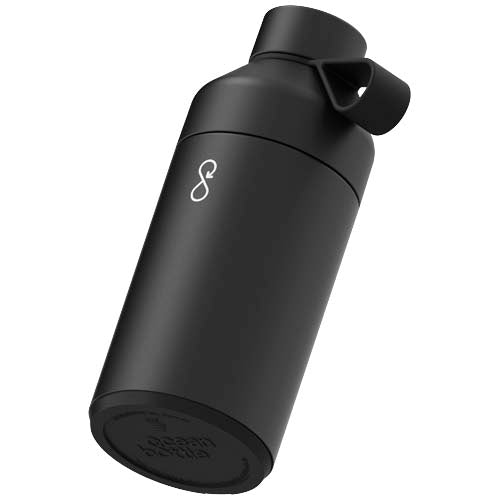 Schwarze Ocean Bottle 750 ml, vakuumisolierte Trinkflasche aus recyceltem Material, individuell gestaltbar, Signalshop.de Werbeartikel.