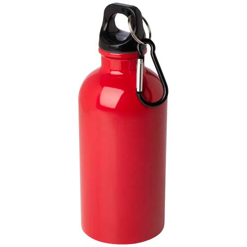 Rote Edelstahl-Trinkflasche mit Karabiner, individuell bedruckbar, Signalshop.de Werbeartikel.