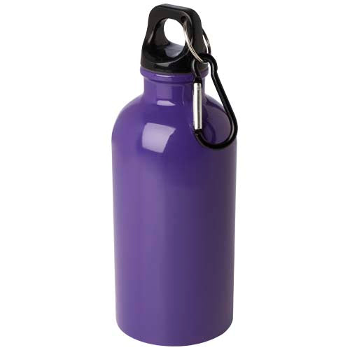 Lila Edelstahl-Trinkflasche mit Karabiner, individuell gestaltbar, von Signalshop.de. Werbeartikel, Werbegeschenke, Werbemittel.