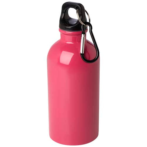 Rosa Edelstahl-Trinkflasche mit Karabiner, individuell gestaltbar, nachhaltiger Werbeartikel von Signalshop.de.