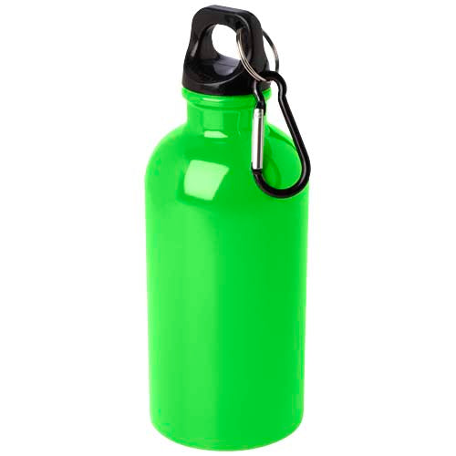 Grüne Edelstahl-Trinkflasche mit Karabiner von Signalshop.de, individuell gestaltbar, Werbeartikel, nachhaltig.
