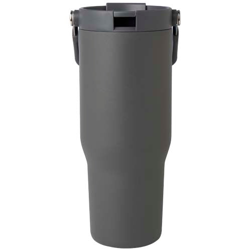 Grauer Edelstahl-Isolierbecher Bronx 900 ml mit Doppeldeckel, Signalshop.de Werbeartikel individuell gestaltbar.