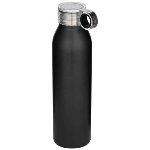 Schwarze 650 ml Trinkflasche aus recyceltem Edelstahl, individuell mit Logo bedruckbar, Signalshop.de, Werbeartikel.