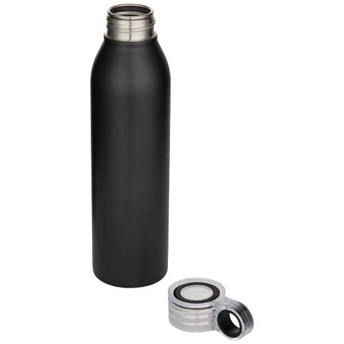 Schwarze 650 ml Edelstahl-Trinkflasche von Signalshop.de, individuell bedruckbar, ideal als Werbeartikel.