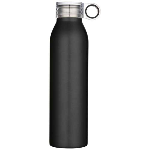 Schwarze Grom 650 ml Trinkflasche aus recyceltem Edelstahl mit Logo bedruckbar von Signalshop.de, ideal als Werbeartikel.