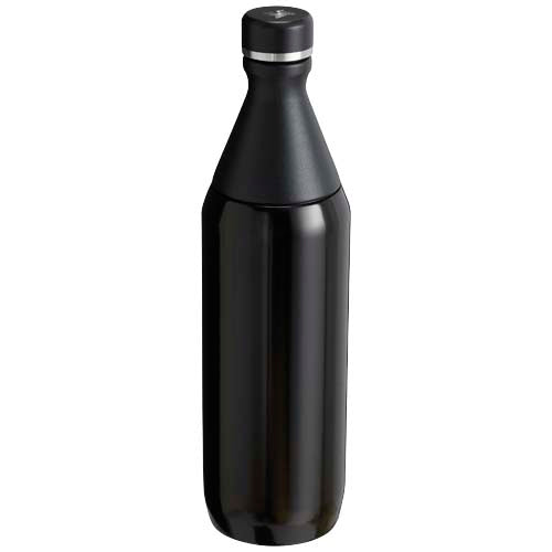 Schwarze Stanley 600 ml Trinkflasche aus Metall, individuell bedruckbar, erhältlich bei Signalshop.de, Werbeartikel.