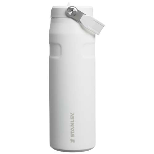 Weiße Stanley IceFlow 2.0 700 ml Isolierflasche mit Flip-Trinkhalm, individuell mit Logo von Signalshop.de bedruckt. Werbeartikel, Werbegeschenke, Werbemittel, Giveaway.