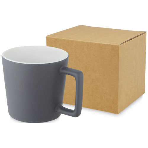 Cali 370 ml Keramiktasse in Grau, matt, spülmaschinenfest, individuell gestaltbar, Signalshop.de Werbeartikel.