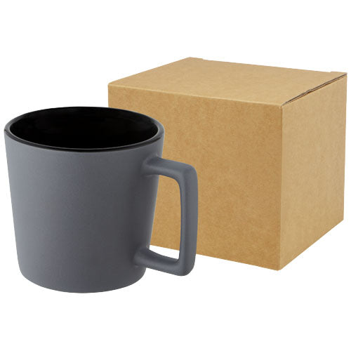 Graue Cali 370 ml Keramiktasse mit matter Oberfläche, individuell gestaltbar bei Signalshop.de, Werbeartikel.
