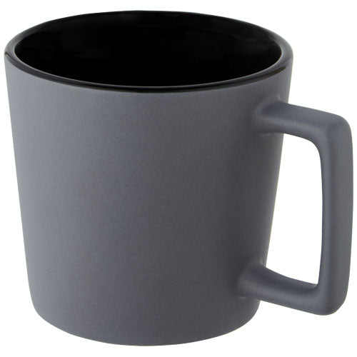 Cali 370 ml Keramiktasse in Grau, matt, spülmaschinenfest, individuell mit Logo bedruckbar. Signalshop.de Werbeartikel.