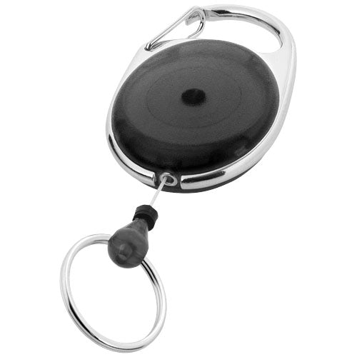 Gerlos Schlüsselkette mit Rollerclip, schwarz-silber, individuell gestaltbar, Signalshop.de Werbeartikel