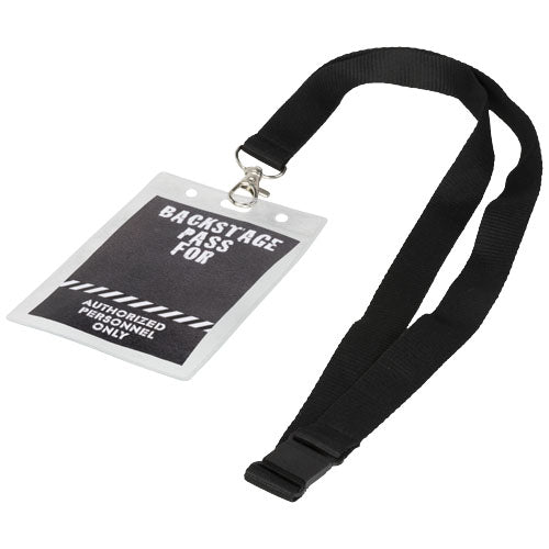 Lorenzo Ausweishalter mit schwarzem Lanyard, individuell gestaltbar bei Signalshop.de, Werbeartikel, Werbegeschenke.