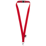 Rotes recyceltes PET-Schlüsselband mit Sicherheitsverschluss von Signalshop.de, individuell bedruckbar. Werbeartikel, Werbegeschenke, Werbemittel, Giveaway.