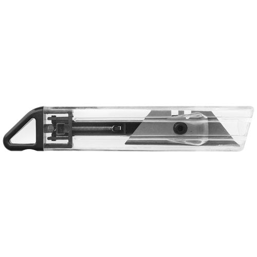 Hoost Cuttermesser aus klarer Kunststoffhülle, individuell mit Logo bedruckbar, Werbeartikel von Signalshop.de