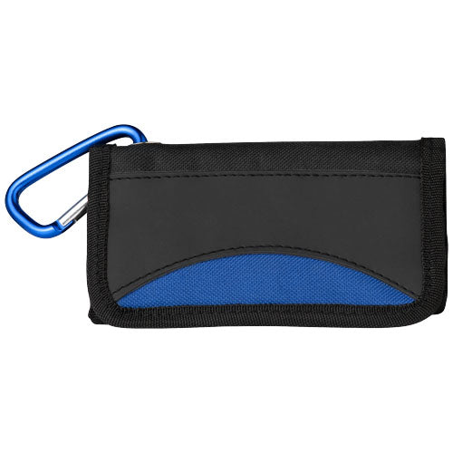 Flint 19-teiliges Werkzeugset in schwarzer Tasche mit Karabiner, individuell bedruckbar, von Signalshop.de Werbeartikel.