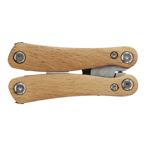 Holz-Multitool mit 12 Funktionen von Signalshop.de, nachhaltig, individuell bedruckbar, Werbeartikel.