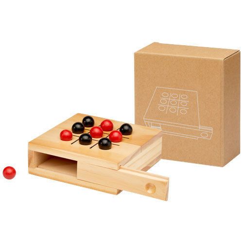Strobus Tic-Tac-Toe Spiel aus Holz mit roten und schwarzen Kugeln, individuell gestaltbar, von Signalshop.de. Nachhaltiger Werbeartikel, Werbegeschenk, Werbemittel, Giveaway.