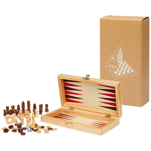 Mugo 3-in-1 Spieleset aus Holz mit Schach, Dame, Backgammon, individuell gestaltbar, bei Signalshop.de.