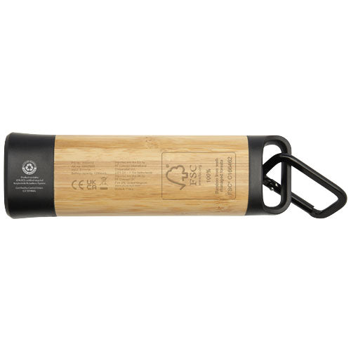 Kuma Taschenlampe aus Bambus und recyceltem Kunststoff mit Karabiner, individuell gestaltbar, Signalshop.de Werbeartikel.