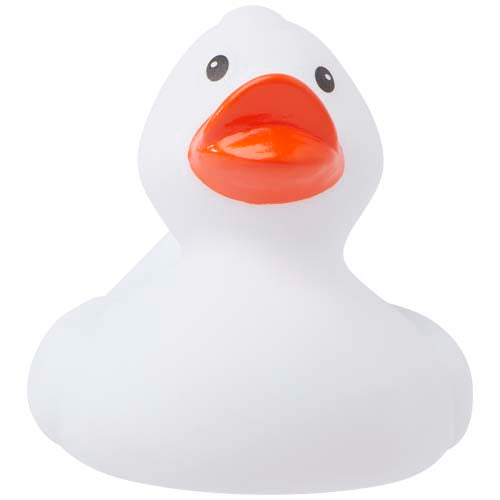 Weiße Quak Ente Antistressball mit orangem Schnabel, individuell gestaltbar, bei Signalshop.de. Werbeartikel, Werbegeschenke, Werbemittel, Giveaway.