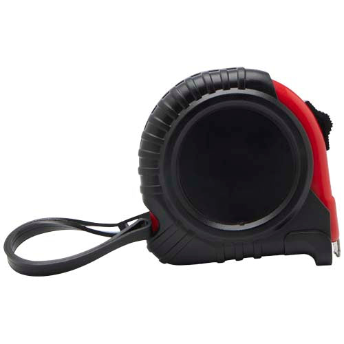 Schwarzes und rotes 5 Meter Maßband, individuell bedruckbar, von Signalshop.de, ideal für Werbeartikel und Giveaways.