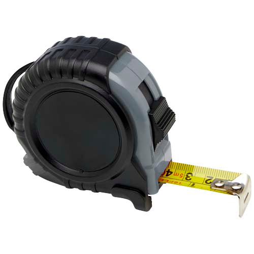 Schwarzes 5 Meter Maßband mit gelbem Band, individuell bedruckbar mit Logo, Signalshop.de Werbeartikel