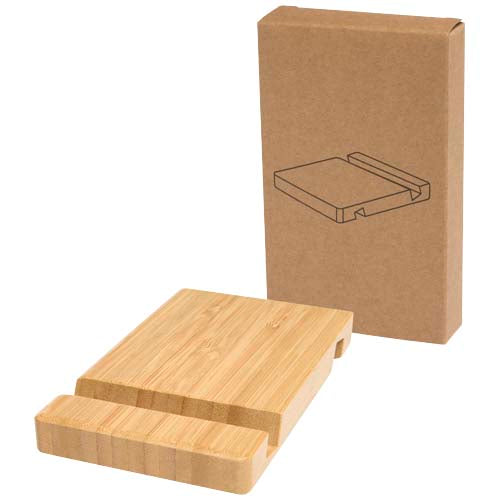 Bambus Tablet- und Smartphonehalterung von Bubup, individuell gestaltbar, erhältlich bei Signalshop.de. Werbeartikel, Werbegeschenke, Werbemittel, Giveaway.