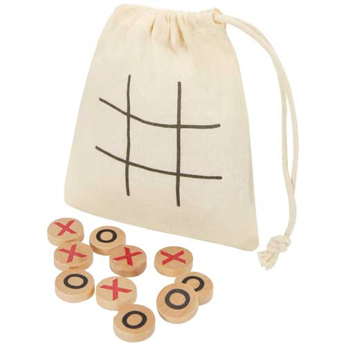 Whorl Tic-Tac-Toe Spiel aus Holz mit Beutel, individuell gestaltbar mit Logo, bei Signalshop.de; Werbeartikel, Werbegeschenke.