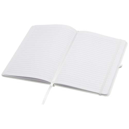 Teak A5 Hardcover Notizbuch, liniert aus recyceltem Material, individuell bedruckbar, bei Signalshop.de Werbeartikel.