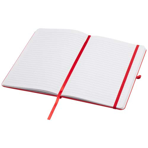 Teak A5 Hardcover Notizbuch, rot, liniert, aus recyceltem Material, individuell gestaltbar, Signalshop.de Werbeartikel
