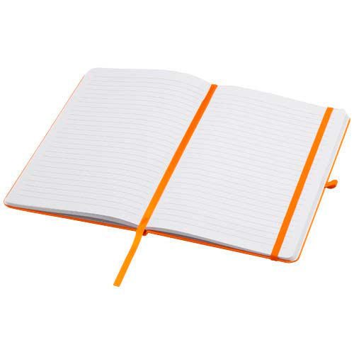 Teak A5 Hardcover Notizbuch, liniert, aus recyceltem Material mit Logo bedruckt von Signalshop.de, Werbeartikel.