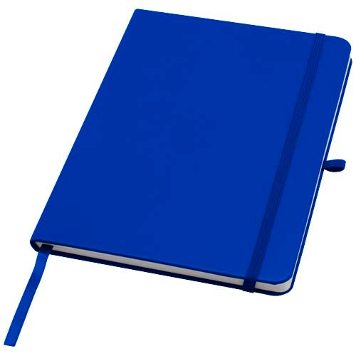 Teak A5 Hardcover Notizbuch in Blau aus recyceltem Material, individuell mit Logo bei Signalshop.de, Werbeartikel.