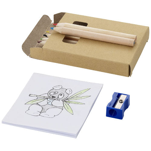 Streaks 8-teiliges Malset mit Bleistiften, Spitzer und Malbuch, individuell bedruckbar, Signalshop.de Werbeartikel.