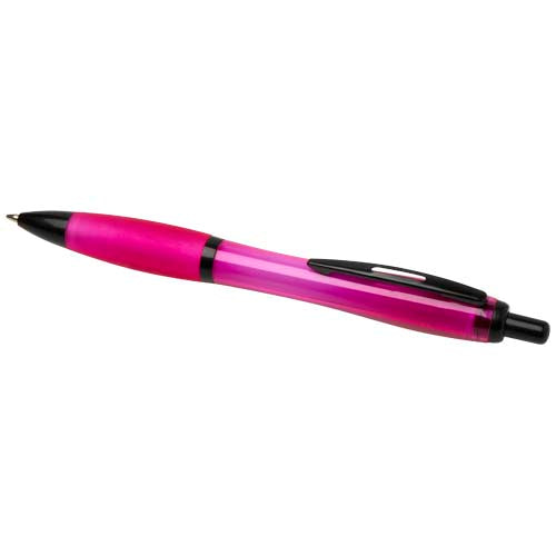 Nash Kugelschreiber, pink aus recyceltem Kunststoff mit schwarzen Zierelementen, individualisierbar bei Signalshop.de - Werbeartikel, Werbegeschenke, Werbemittel, Giveaway.