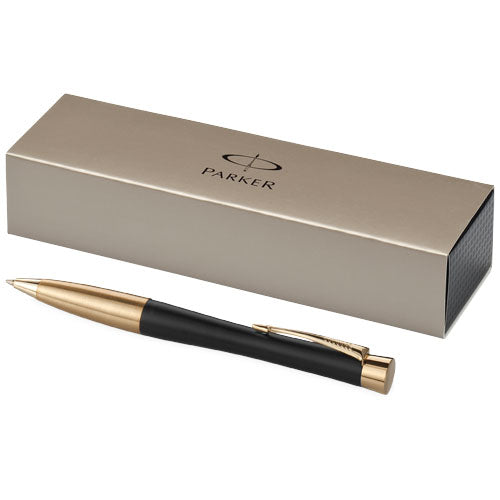 Parker Urban Kugelschreiber aus Metall, schwarz-gold, individuell gestaltbar, Signalshop.de Werbeartikel.