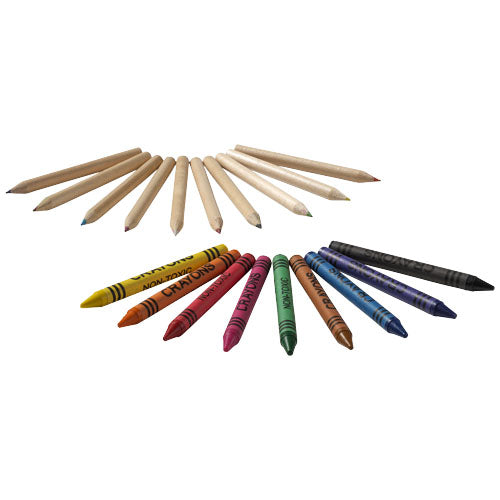 Lucky 19-teiliges Waxmal- und Buntstifte Set, individuell bedruckbar, Werbeartikel von Signalshop.de