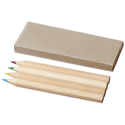 Tullik Buntstiftset mit vier farbigen Stiften in Kartonbox, individuell bedruckbar. Signalshop.de Werbeartikel.
